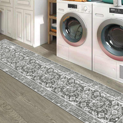HEBE Hallway Runner Rug 2x10 Washable Rug Runner Non Slip Entryway Rug Floor Carpet Runner for Hallway Bedroom Kitchen Laundry Room, Grey