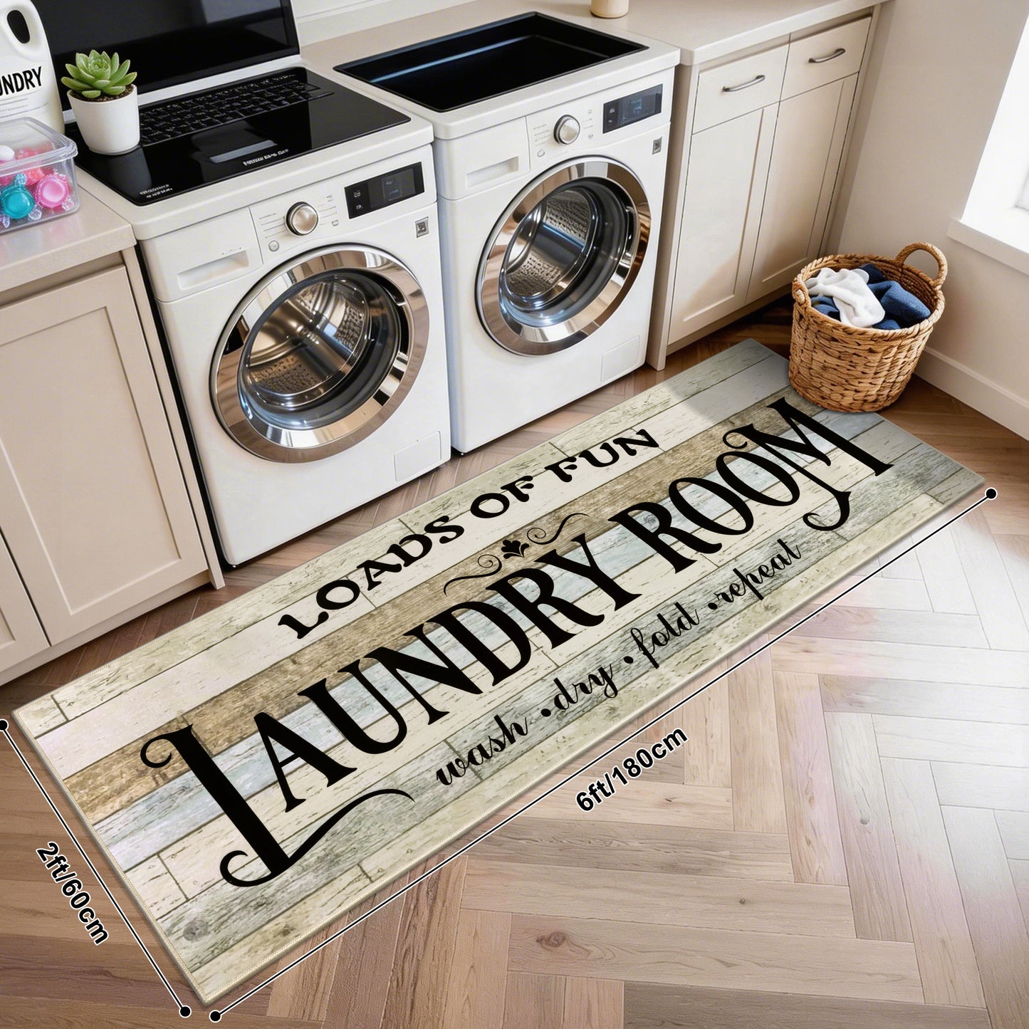 Laundry Room Rug 2'x6' Farmhouse Washable Non Slip Pet Friendly Laundry Floor Mat