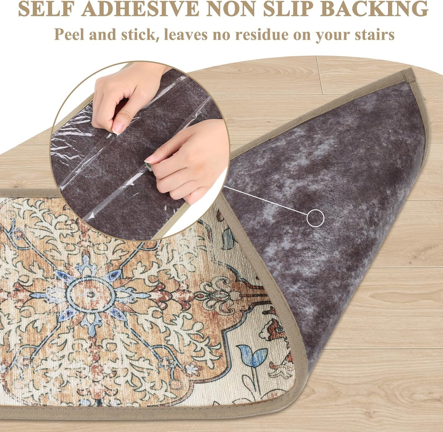 Carpet Stair Treads for Wooden Steps Indoor 8" X 30" Peel and Stick Stair Treads Non Slip Staircase Step Treads Reusable Stair Runner Rugs for Dogs, Kids and Elders