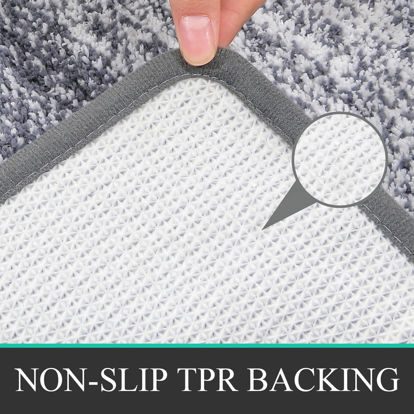 HEBE Bathroom Rugs Sets 3 Piece Bathroom Shower Rugs with U-Shaped Contour Toilet Mat Absorbent Microfiber Plush Bath Mats Non Slip Bath Rugs Machine Washable Shaggy Bath Mat Set, Dark Grey