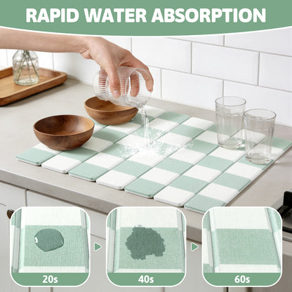 HEBE Stone Drying Mat for Kitchen Counter, Foldable Ultra Absorbent Stone Drying Mat