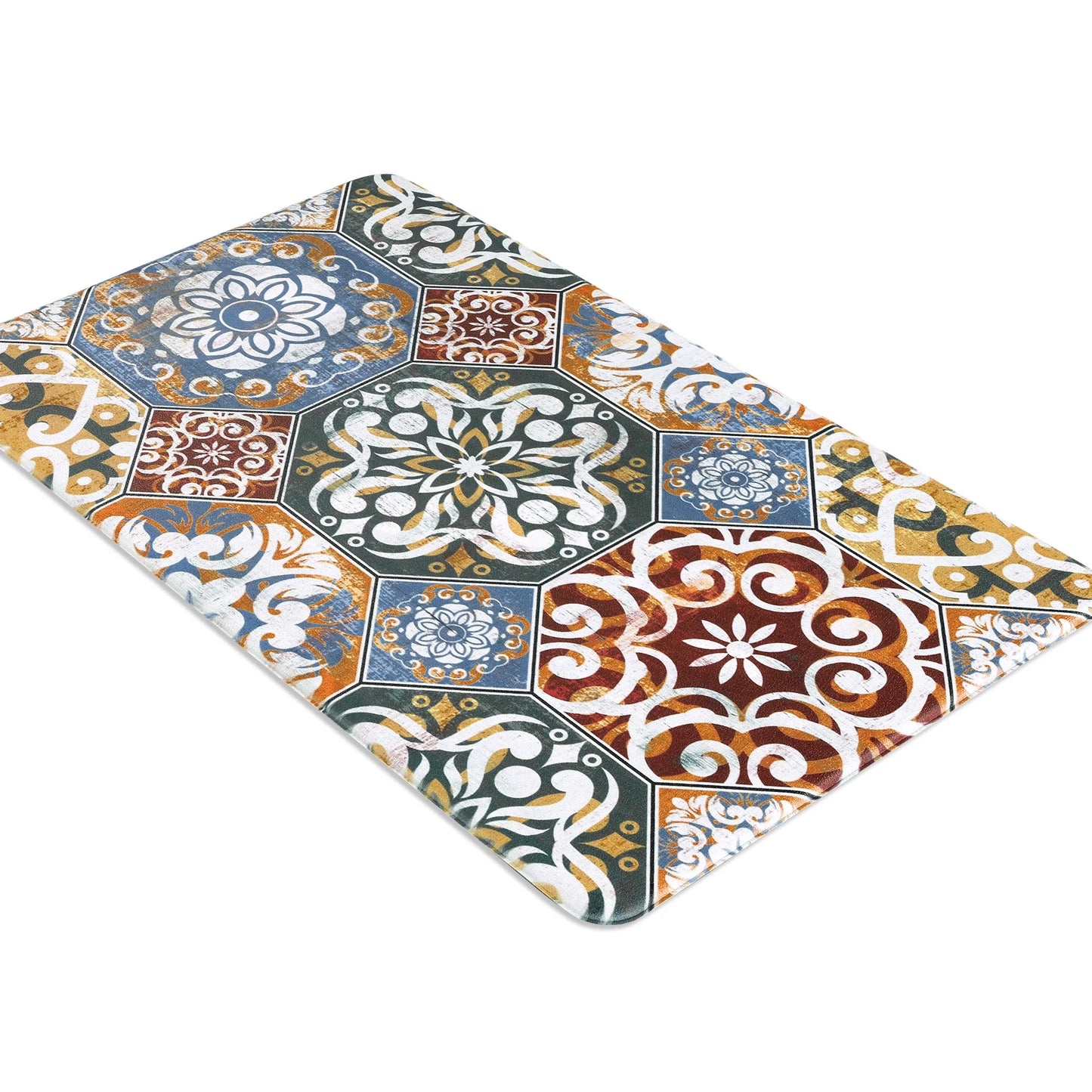 HEBE Boho Kitchen Rug Set of 2, Non-Slip Anti-Fatigue Waterproof Cushioned Mat for Kitchen, Dining & Laundry Room, 18"x30"+18"x48"