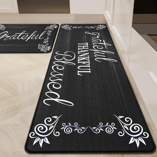 HEBE Anti Fatigue Kitchen Mat Set of 2 Non Slip Cushioned Kitchen Mats for Floor Waterproof Farmhouse Kitchen Rugs and Mats Set Comfort Standing Desk Mat Carpet for Sink,Office,Laundry