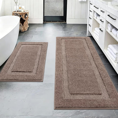 Bathroom Rugs Sets 2 Pieces Absorbent Non Slip Washable Shaggy Bath Mats Solid