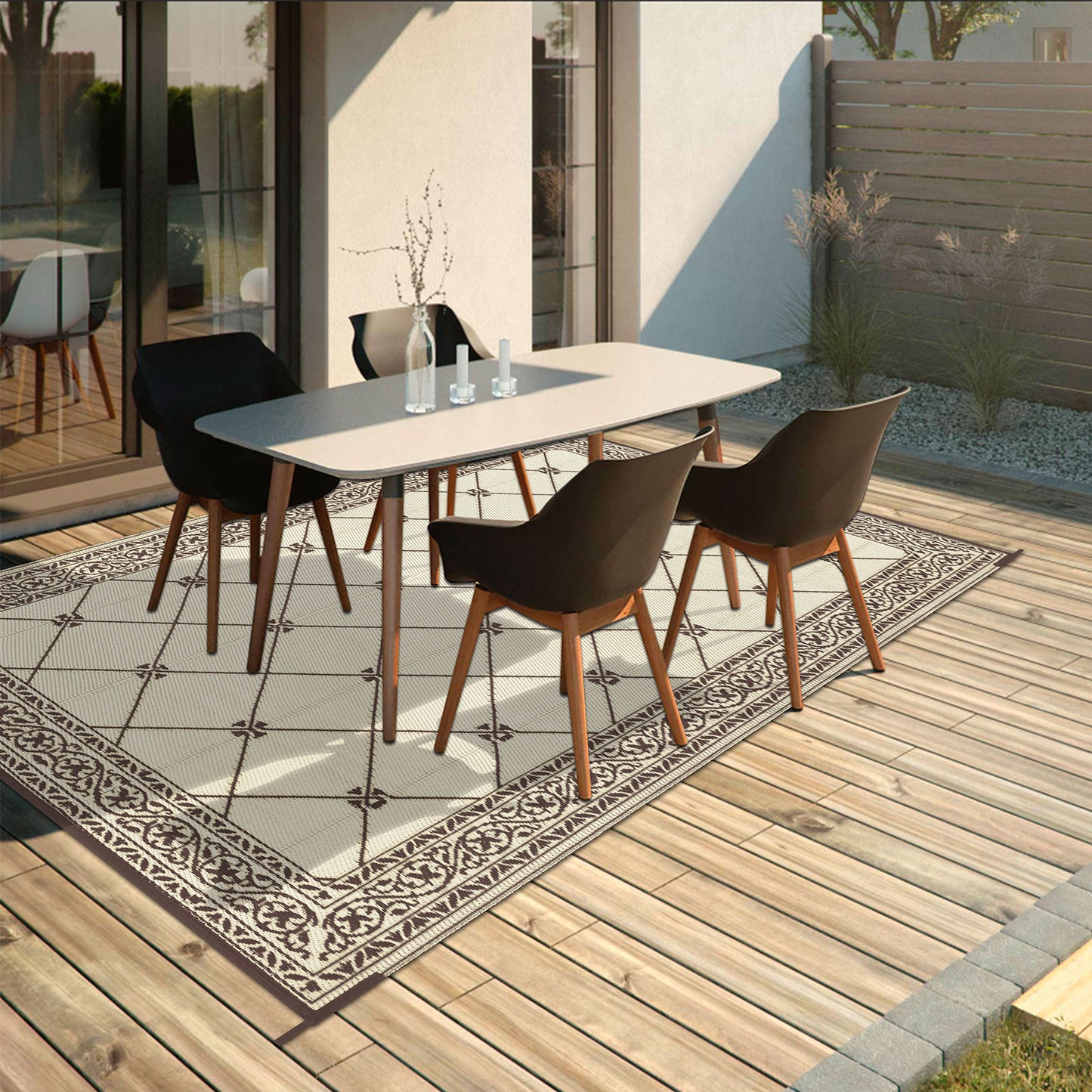Outdoor Rugs Loomed Rectangular Classic Trellis Waterproof Quick Dry Patio Mats