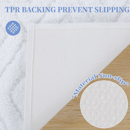 HEBE 3pcs Bathroom Rugs Set with U-Shaped Mat, Non Slip Water Absorbent Bath Rug Carpet
