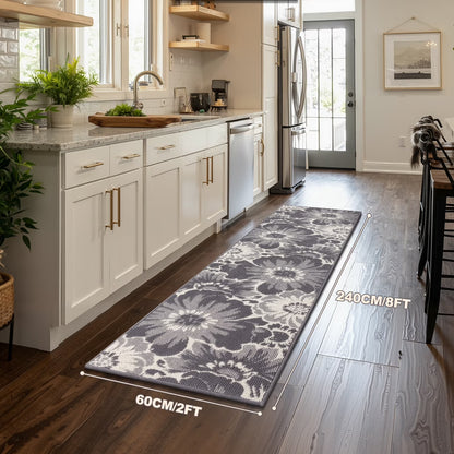 HEBE Runner Rug for Hallway,Non-slip Machine Washable Runners Flower Floor Mats Low Pile Carpet Rug Runner with Rubber Backing
