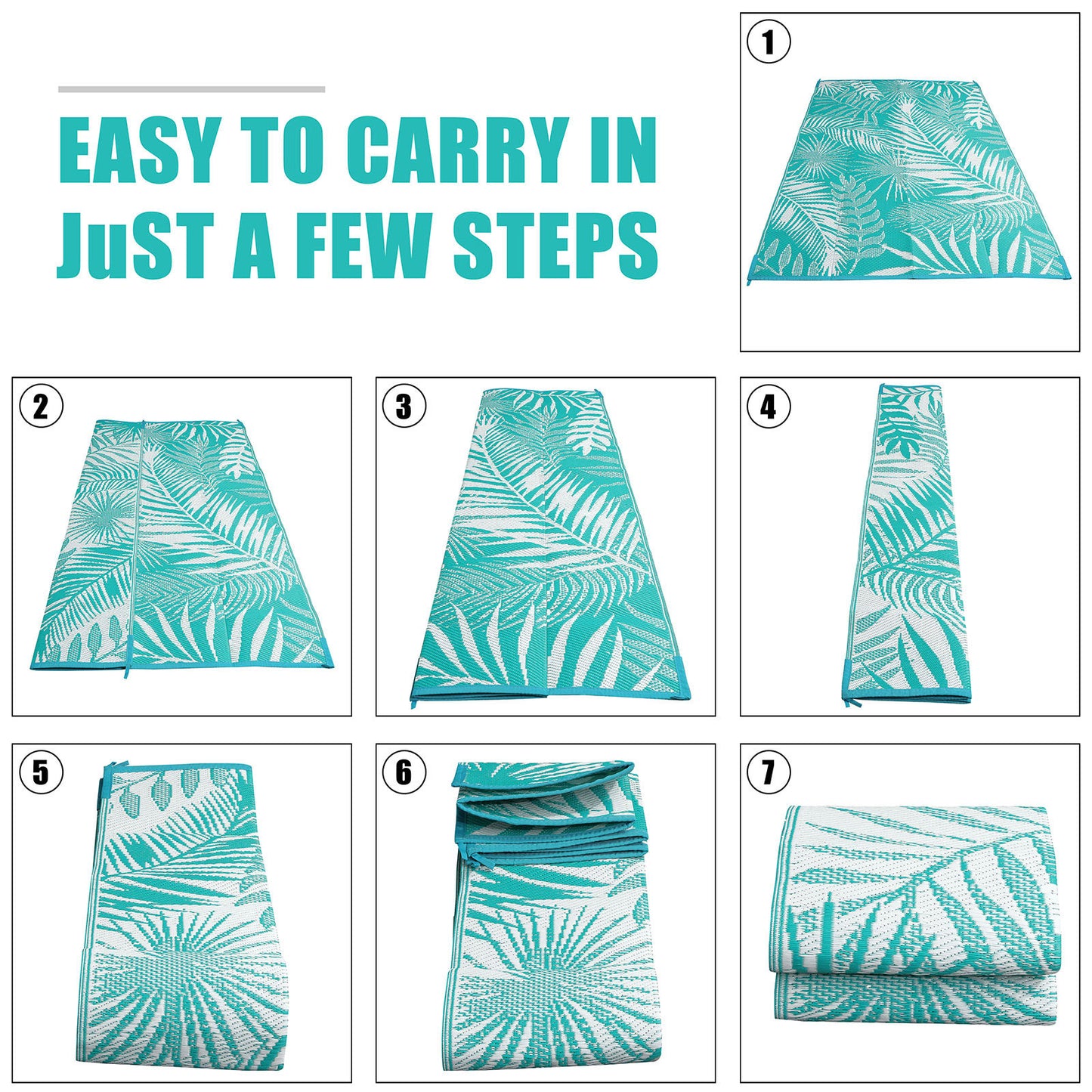 Outdoor Rug for Patio Reversible Plastic Straw Patio Camping Rug