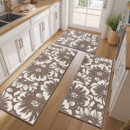 HEBE Kitchen Rug Set 3 Piece, Non Slip Machine Washable Mats for Home Floor and Living Room