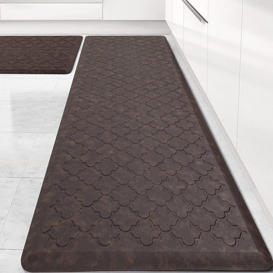 HEBE Anti Fatigue Kitchen Mat 2 Set, 20" x 30"+20"x 60", Thick 0.5 inch Non Slip Waterproof Kitchen Rugs and Mats