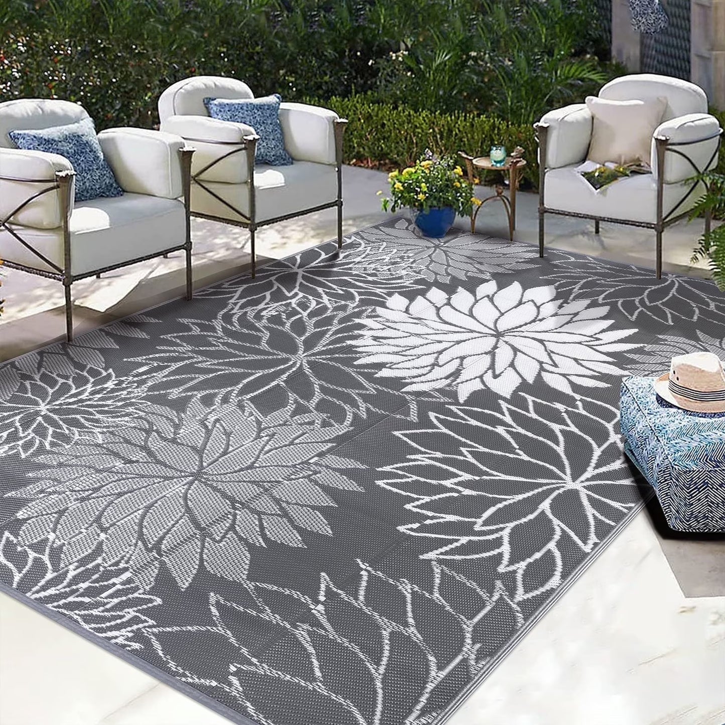 HEBE Outdoor Rugs for Patios Clearance Waterproof Patio Mat Plastic Straw Rug Reversible RV Camping Tent Rug Outside Area Rug for RV, Patios,Deck, Beach,Balcony, Camping