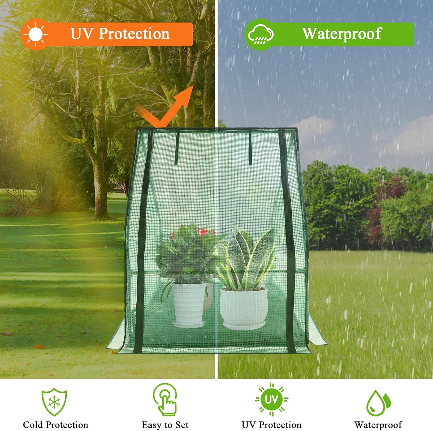 Portable Mini Greenhouse Small Green House with Waterproof Pad  Plant Cover Tent for Garden Small Plants Indoor Outdoor, Green PE