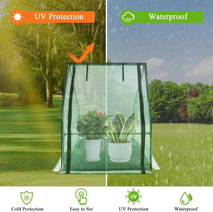 Portable Mini Greenhouse Small Green House with Waterproof Pad  Plant Cover Tent for Garden Small Plants Indoor Outdoor, Green PE