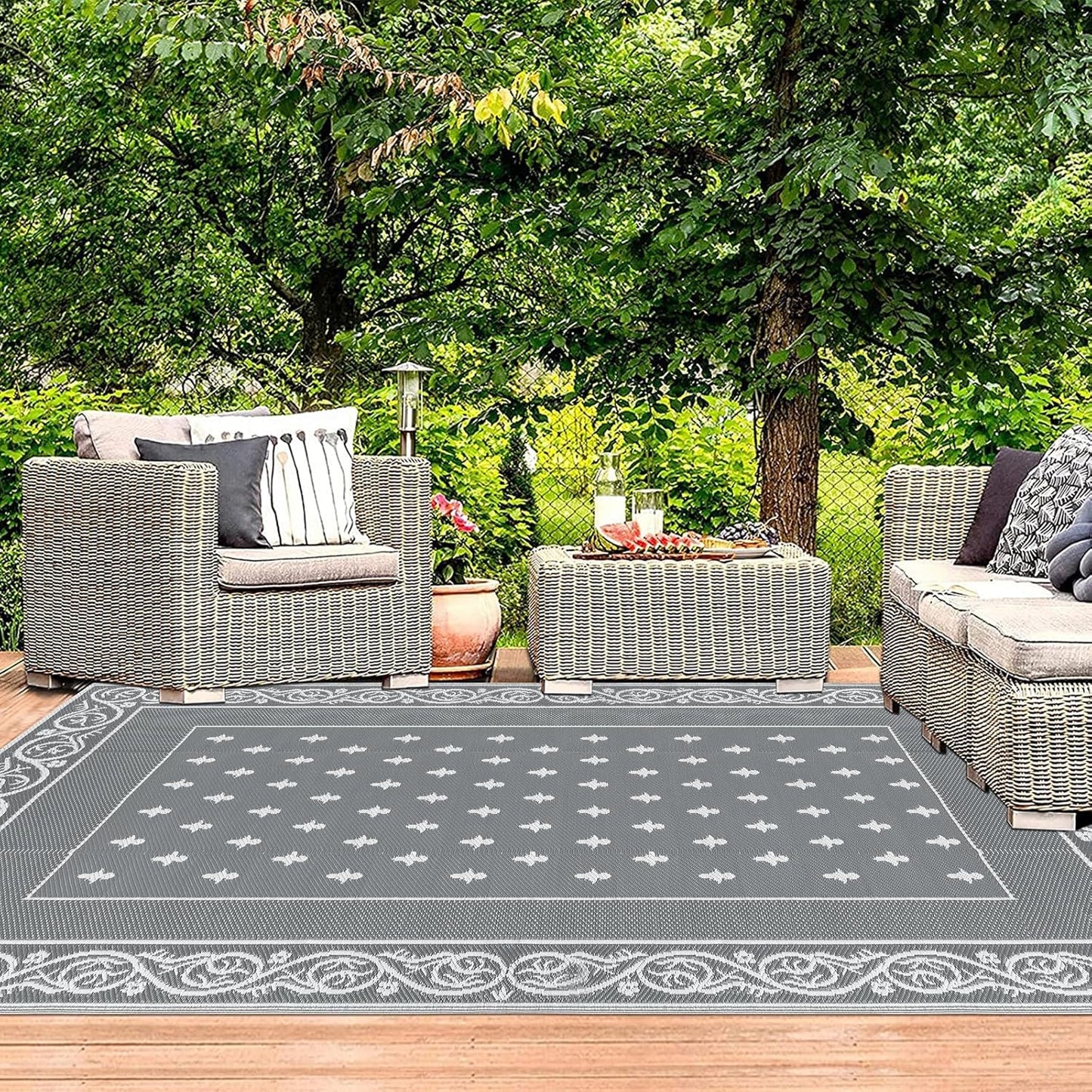 Waterproof Outdoor Rug, Reversible Outdoor Plastic Straw Rug, Large Outdoor Patio Rug, RV Mat Outside, Indoor Outdoor Rugs for Patio, RV, Balcony, Deck, Picnic, Backyard, Porch