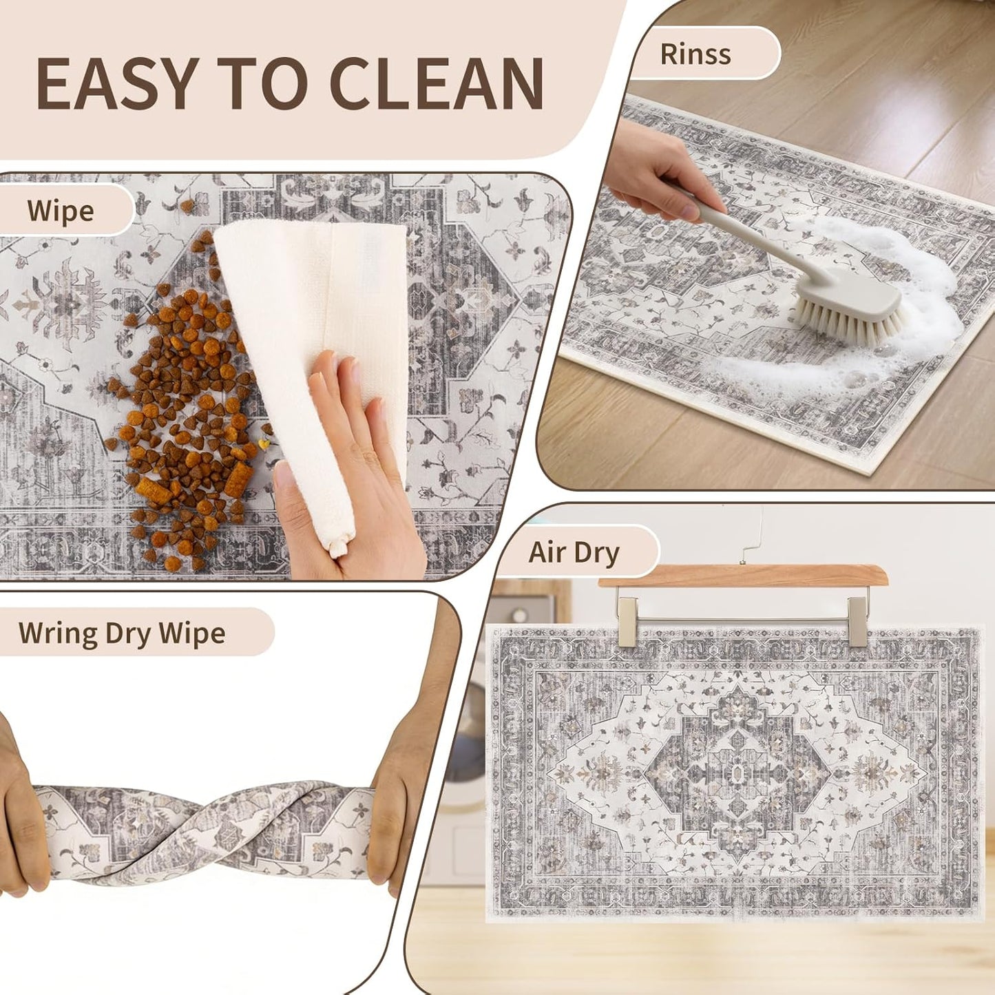 Washable Pet Bowl Mats Boho Non-Slip Feeding Mat