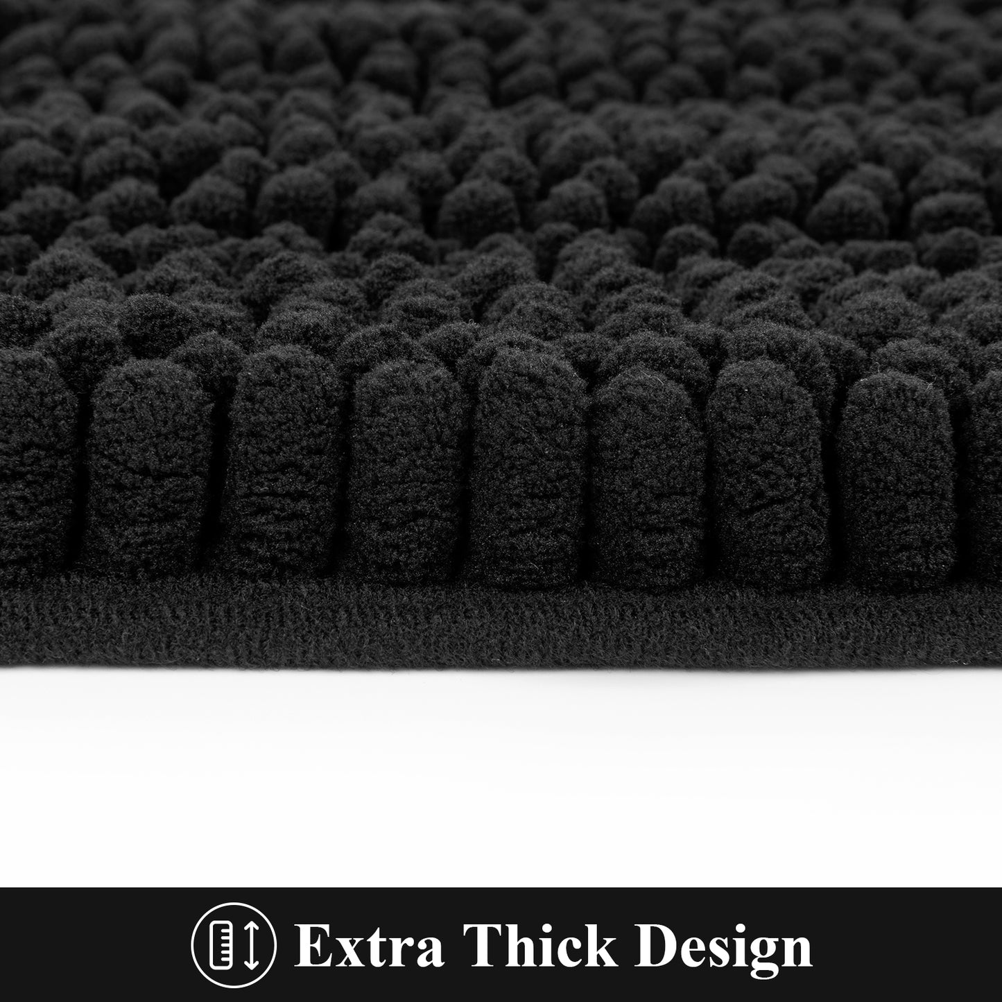 HEBE Ultra Soft Bathroom Rug Set 3 Pieces, Non Slip Thick Chenille Striped Bath Mat, Absorbent Plush Shaggy Bath Rugs for Bathroom