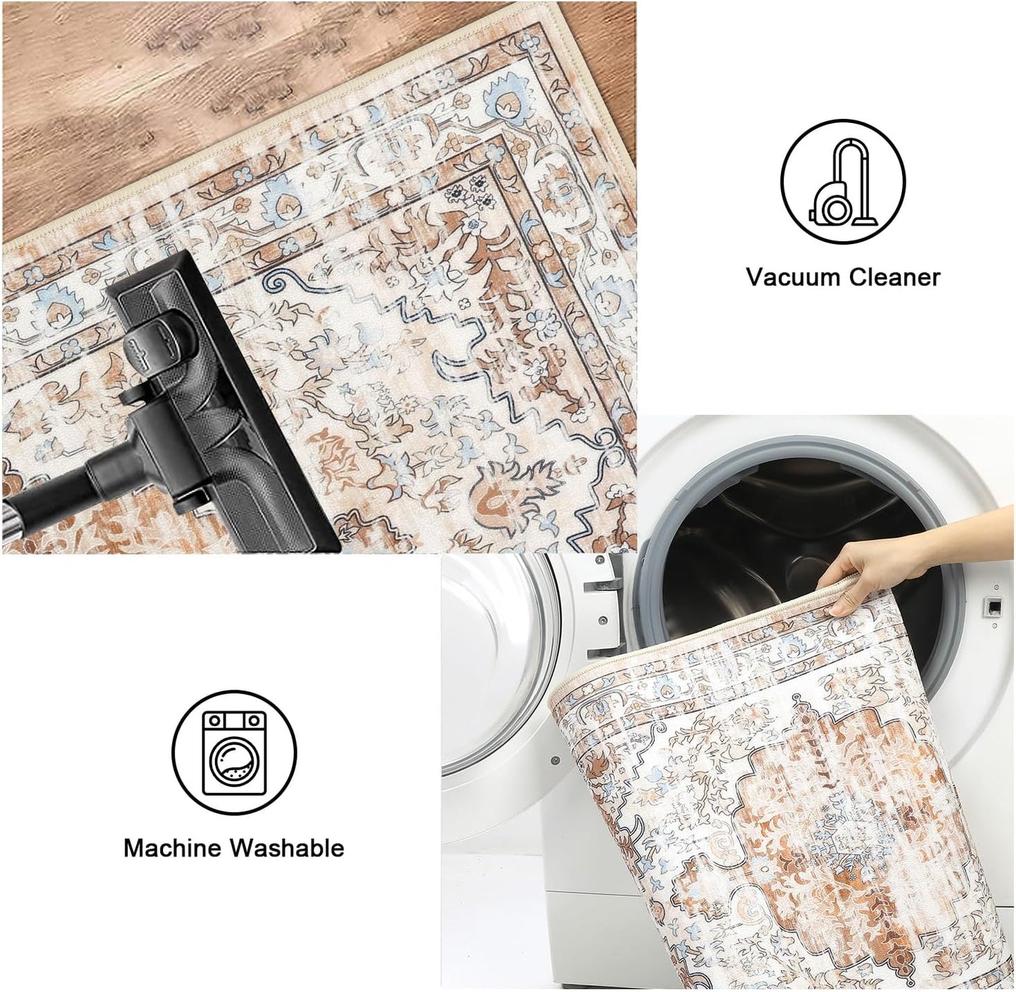 Boho Kitchen Rugs Sets 3 Piece with Runner Floral Farmhouse Washable Kitchen Floor Mat