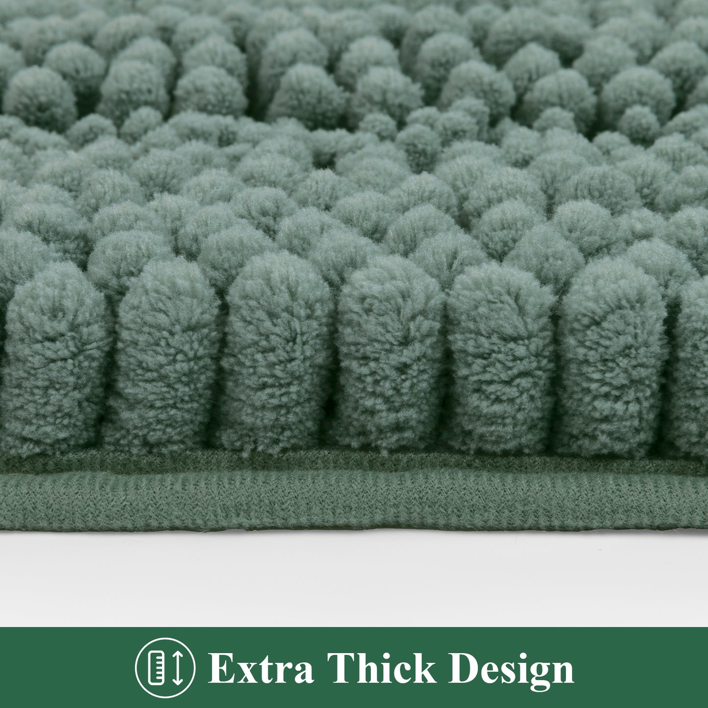 HEBE Ultra Soft Bathroom Rug Set 3 Pieces, Non Slip Thick Chenille Striped Bath Mat, Absorbent Plush Shaggy Bath Rugs for Bathroom