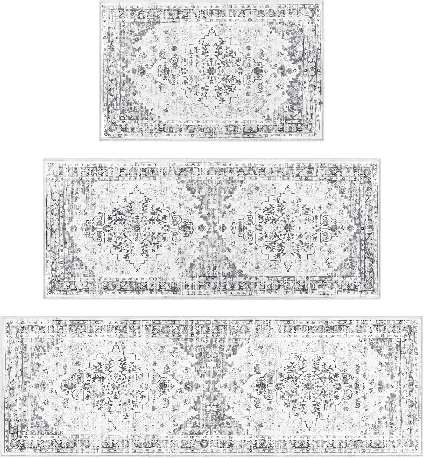 Boho Kitchen Rugs Sets 3 Piece with Runner Floral Farmhouse Washable Kitchen Floor Mat