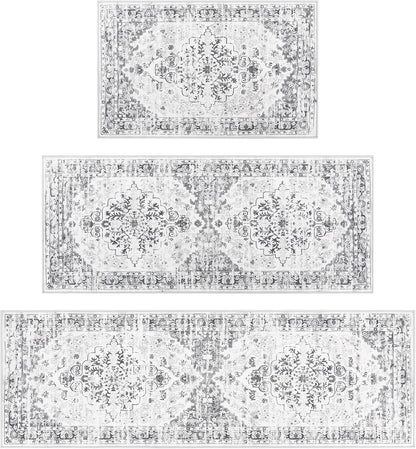 Boho Kitchen Rugs Sets 3 Piece with Runner Floral Farmhouse Washable Kitchen Floor Mat