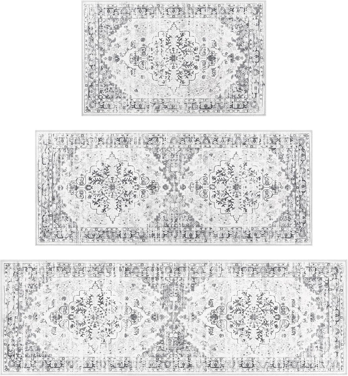 Boho Kitchen Rugs Sets 3 Piece with Runner Floral Farmhouse Washable Kitchen Floor Mat