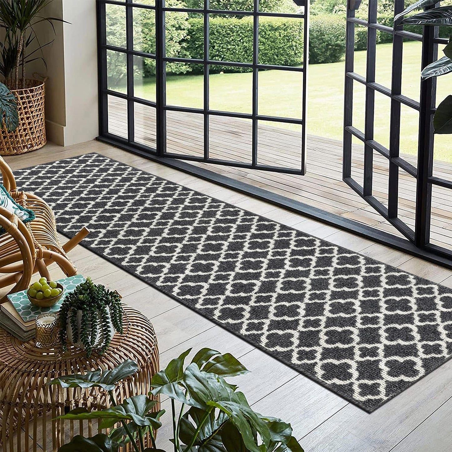 Long Runner Rug for Hallway  Non Slip Kitchen Floor Carpet Runners  Geometric Pattern Machine Washable Area Rug for Entryway Bathroom