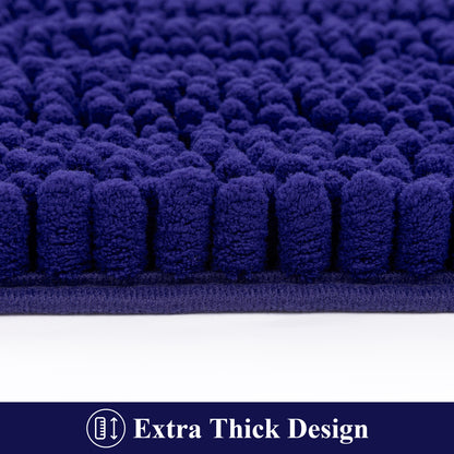 HEBE Ultra Soft Bathroom Rug Set 3 Pieces, Non Slip Thick Chenille Striped Bath Mat, Absorbent Plush Shaggy Bath Rugs for Bathroom