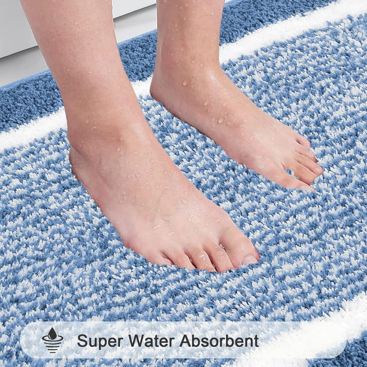 2 Piece Bath Rugs Bath Mat Set Shaggy Bathroom Mat Rug Set Non Slip Absorbent Bath Mat for Bathroom Extra Soft Machine Washable Bathroom Floor Mats