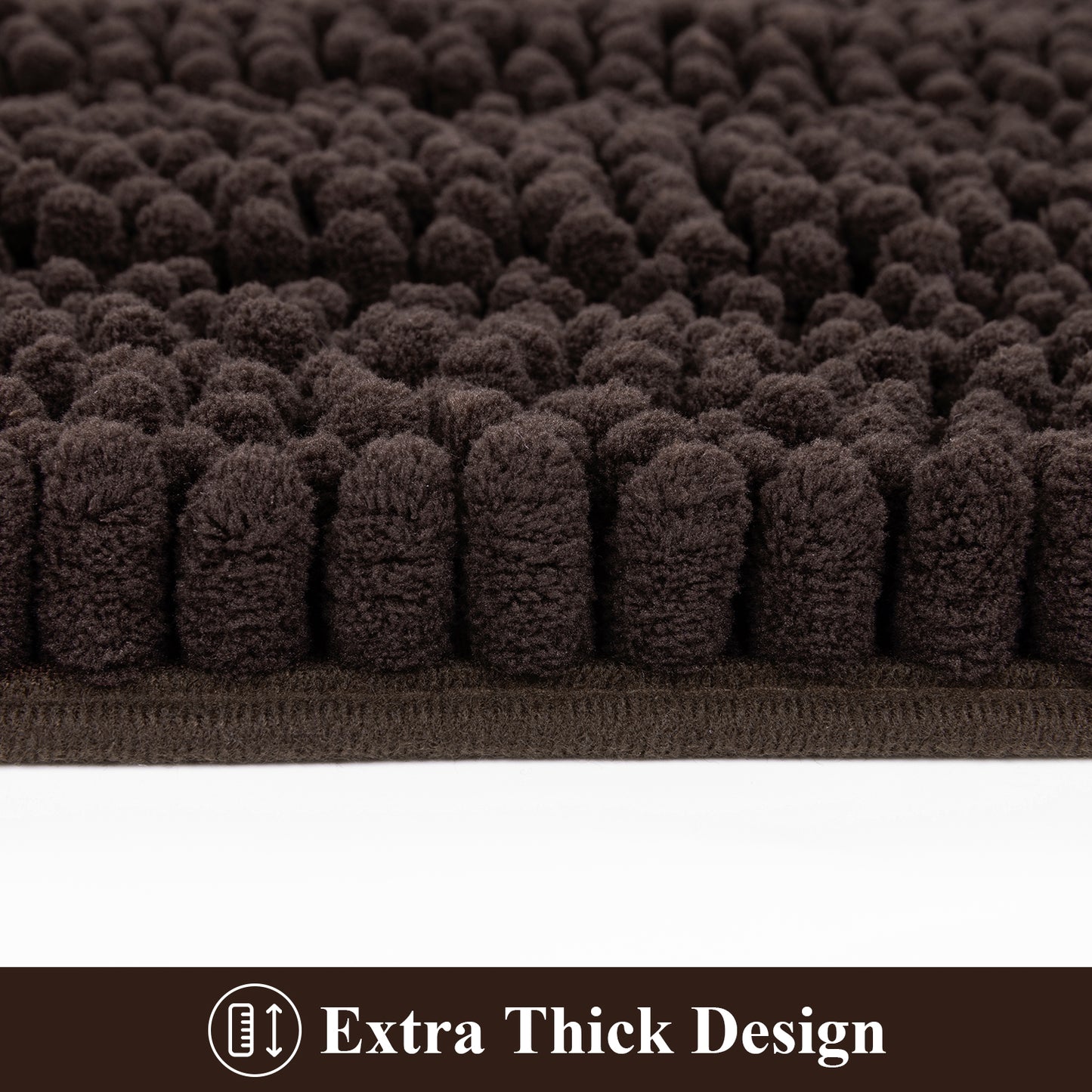 HEBE Ultra Soft Bathroom Rug Set 3 Pieces, Non Slip Thick Chenille Striped Bath Mat, Absorbent Plush Shaggy Bath Rugs for Bathroom