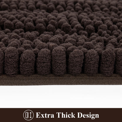 HEBE Ultra Soft Bathroom Rug Set 3 Pieces, Non Slip Thick Chenille Striped Bath Mat, Absorbent Plush Shaggy Bath Rugs for Bathroom