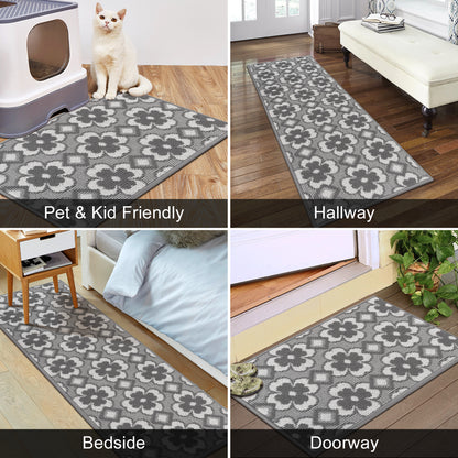 Kitchen Mat Sets 3 Piece Minimalist 3D Lattice Kitchen Floor Rugs with Non Slip Rubber Backing