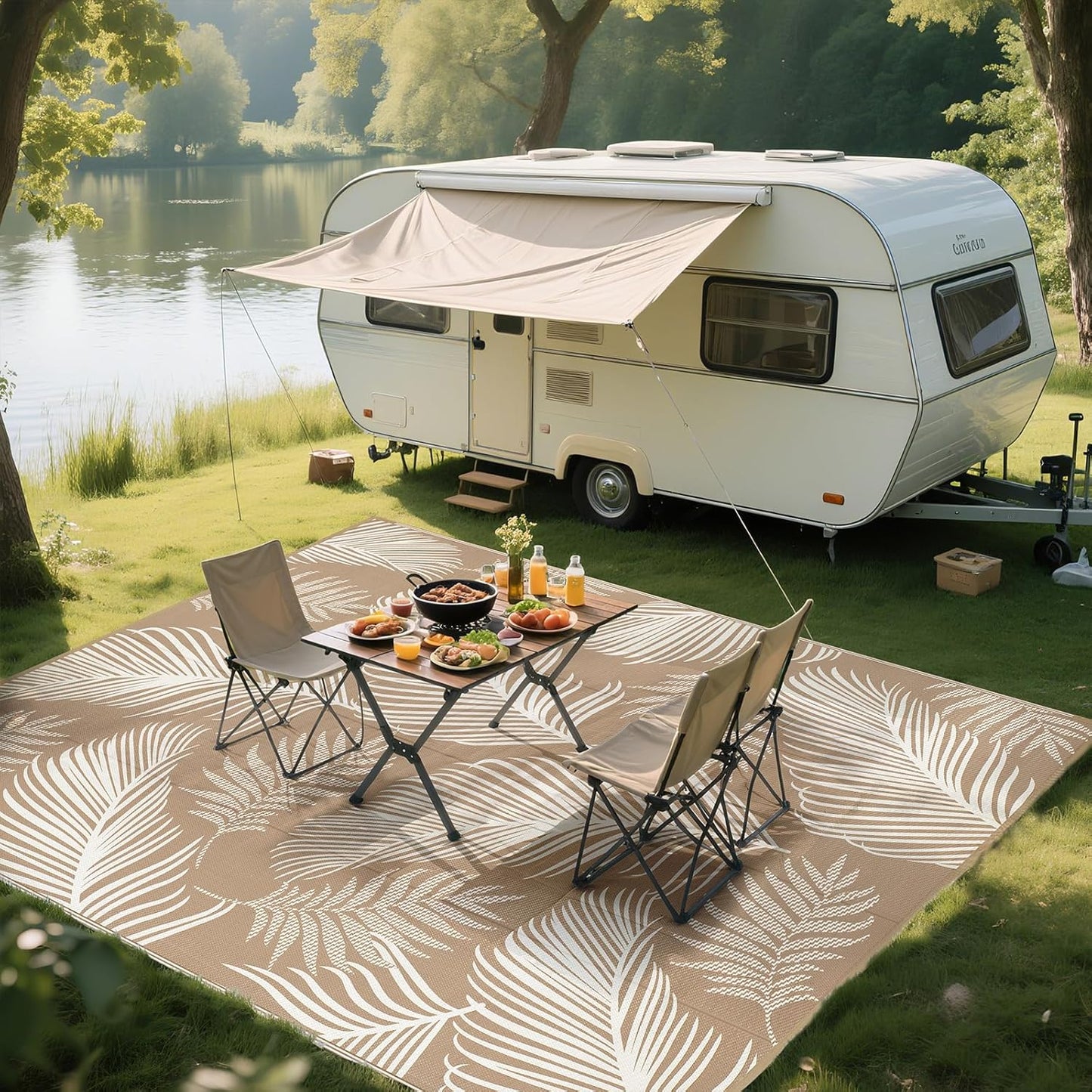 Waterproof Outdoor Rug  Reversible Plastic Straw Patio Camping Rug, Indoor Outdoor RV Mat Carpet for Deck, Camper, Porch, Balcony, Backyard, Picnic