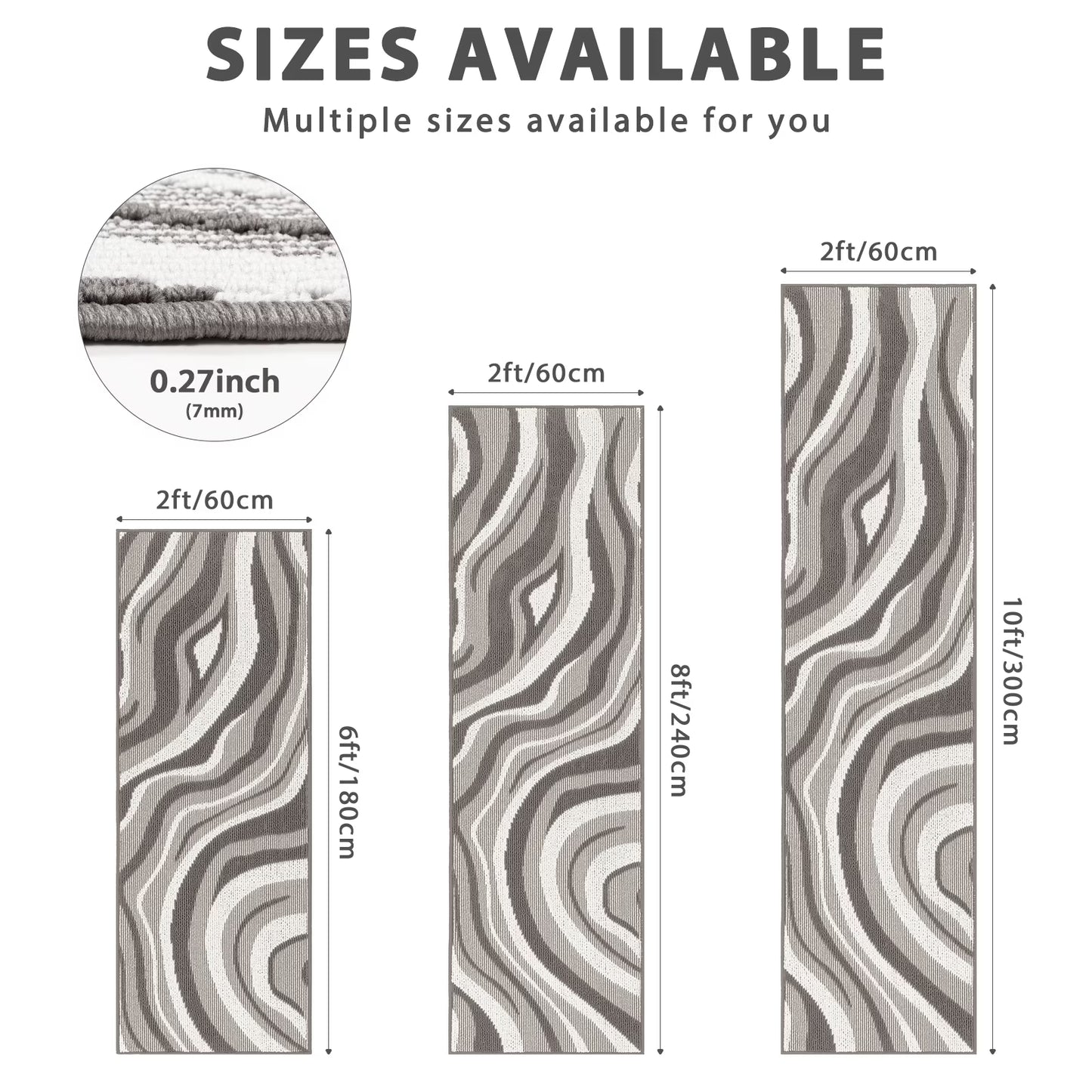 HEBE Runner Rugs for Hallway, 2'x6' Abstract Rug Carpet, Washable Non Slip Floor Mat for Kitchen Laundry Room Entryway