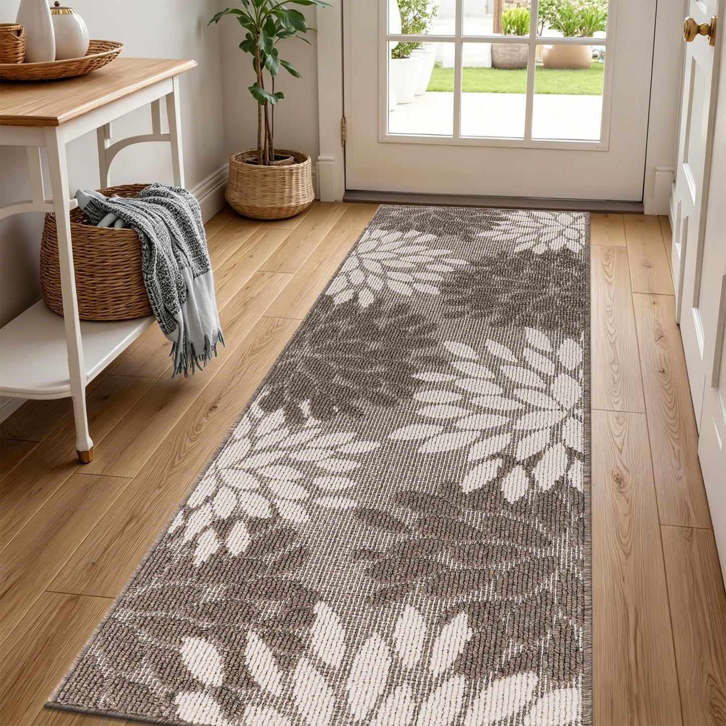 HEBE Runner Rug for Hallway, Floral Non Slip Washable Rug for Entryway, Kitchen, Laundry Room