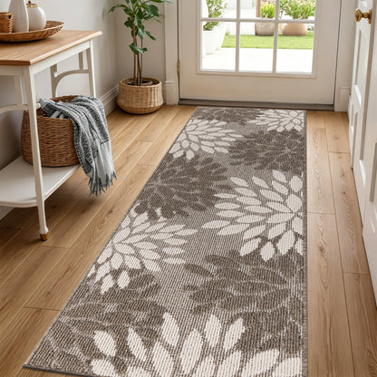 HEBE Runner Rug for Hallway, Floral Non Slip Washable Rug for Entryway, Kitchen, Laundry Room