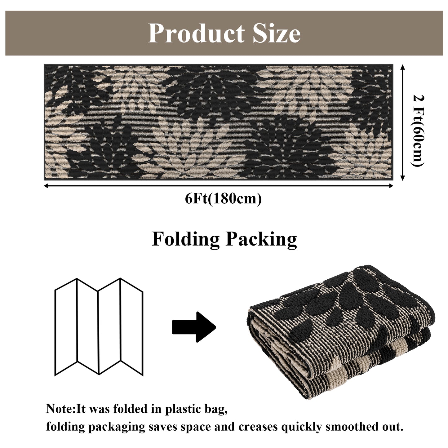 HEBE Runner Rug for Hallway, Floral Non Slip Washable Rug for Entryway, Kitchen, Laundry Room