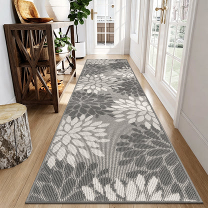 HEBE Runner Rug for Hallway, Floral Non Slip Washable Rug for Entryway, Kitchen, Laundry Room