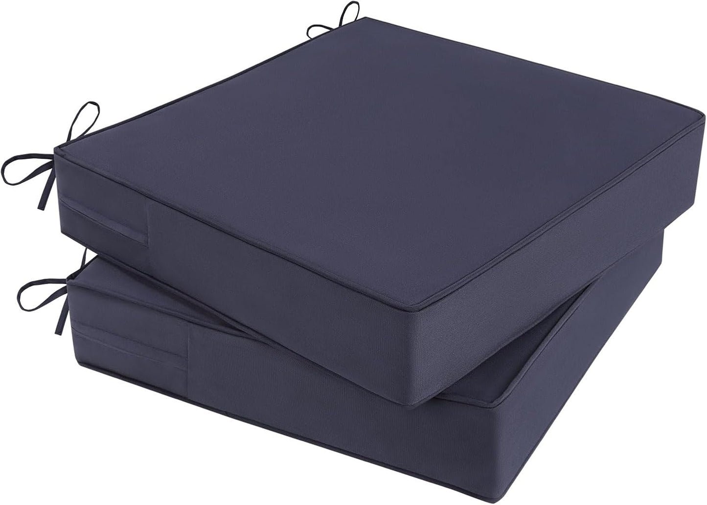 Outdoor Chair Cushions, Waterproof Blue Patio Furniture Cushions Set of 2 with Ties & Handle