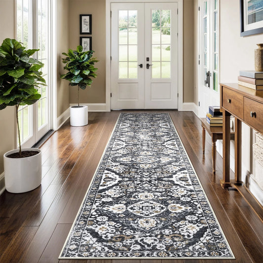 HEBE Boho Indoor Hallway Runner Rug Oriental Non Slip Machine Washable Area Rug Distressed Vintage Floor Carpet for Bedroom Kitchen Dinning/Living/Laundry Room