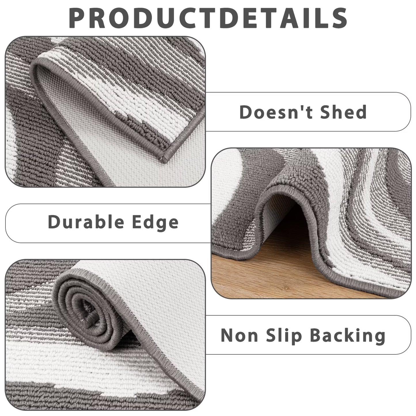 HEBE Runner Rugs for Hallway, 2'x6' Abstract Rug Carpet, Washable Non Slip Floor Mat for Kitchen Laundry Room Entryway