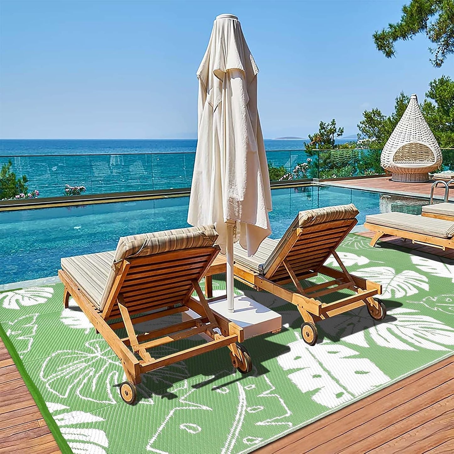 Outdoor Rug  for Patios Waterproof Clearance Reversible Patio Mat Plastic Straw Rug RV Camping Mat Outside Area Rug Carpet for Camping RV,Porch,Deck,Balcony,Camper,Backyard