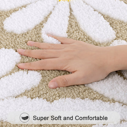 HEBE Boho Bathroom Rugs Set 3 Piece, Non Slip Washable Bath Mat Set