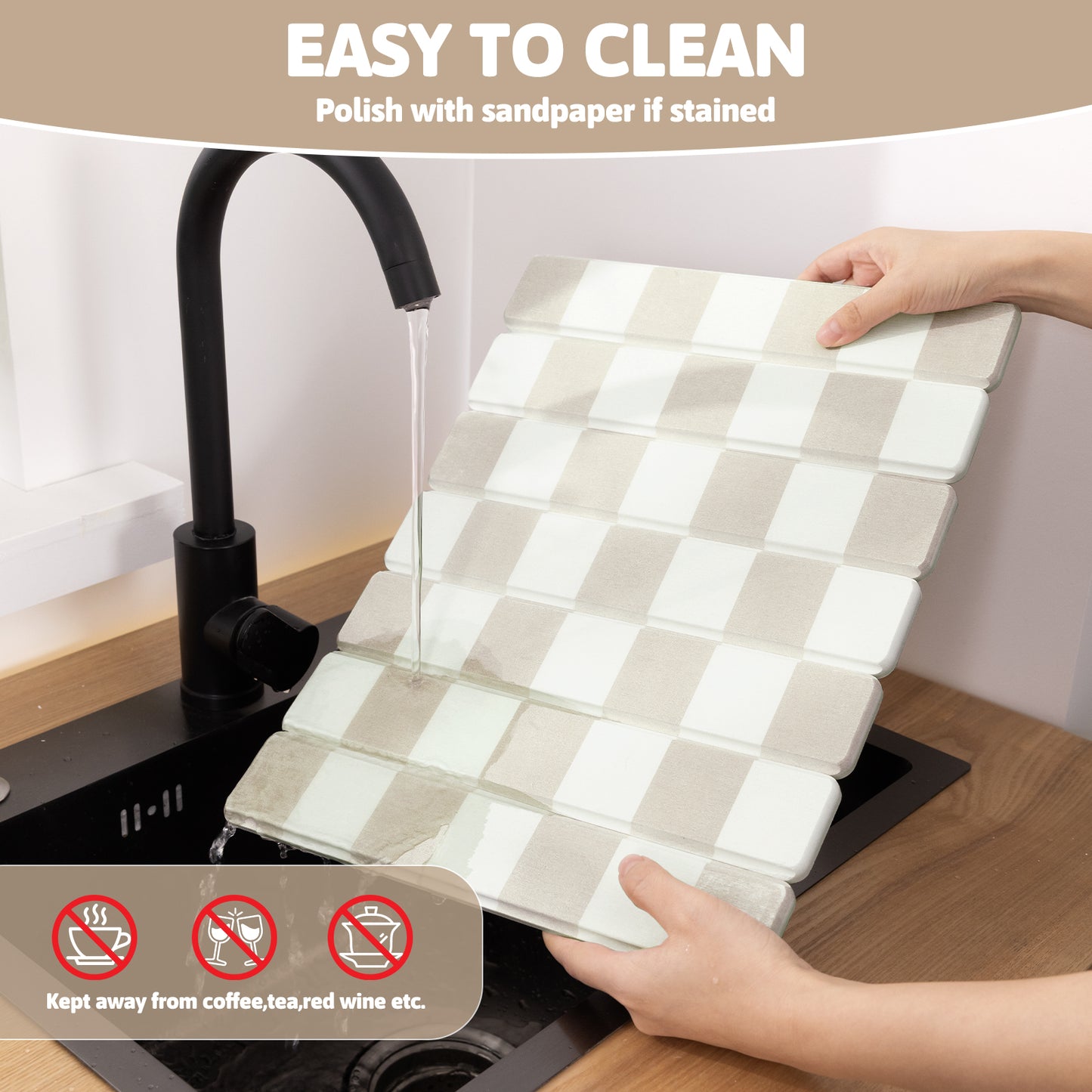 HEBE Stone Drying Mat for Kitchen Counter, Foldable Ultra Absorbent Stone Drying Mat