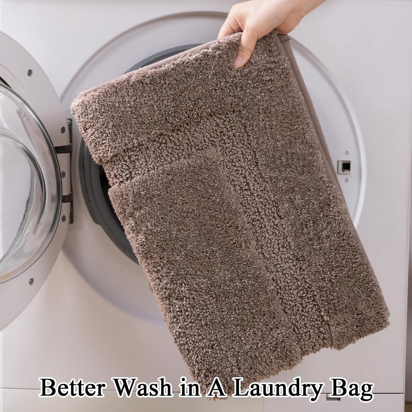 Bathroom Rugs Sets 2 Pieces Absorbent Non Slip Washable Shaggy Bath Mats Solid