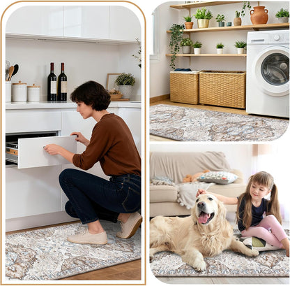 Anti Fatigue Kitchen Rugs Sets of 2 Cushioned Kitchen Mats for Floor Waterproof Kitchen Mat Set Non Slip Comfort Standing Mat for Kitchen, Office, Sink, Laundry