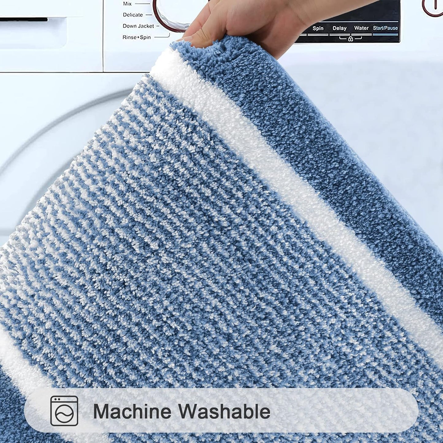 2 Piece Bath Rugs Bath Mat Set Shaggy Bathroom Mat Rug Set Non Slip Absorbent Bath Mat for Bathroom Extra Soft Machine Washable Bathroom Floor Mats