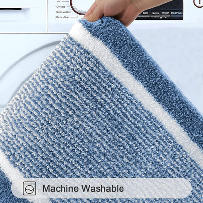 2 Piece Bath Rugs Bath Mat Set Shaggy Bathroom Mat Rug Set Non Slip Absorbent Bath Mat for Bathroom Extra Soft Machine Washable Bathroom Floor Mats