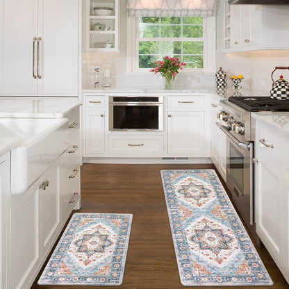 HEBE Anti Fatigue Kitchen Mat Set of 2 Cushioned Kitchen Floor Mats Waterproof Kitchen Rugs Non Slip Kitchen Runner Rug Comfort Soft Standing Mat Carpets