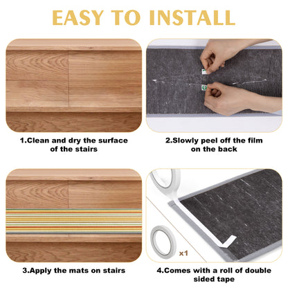 HEBE Stair Treads Non Slip 15 Pack 8" X 30" Stair Treads for Wooden Steps