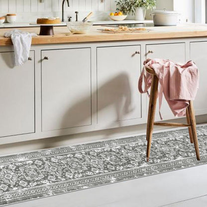 HEBE Hallway Runner Rug 2x10 Washable Rug Runner Non Slip Entryway Rug Floor Carpet Runner for Hallway Bedroom Kitchen Laundry Room, Grey
